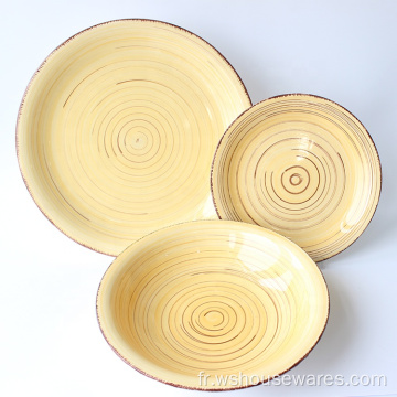Ensembles de plaques en grès céramique de vaisselle populaire à la main